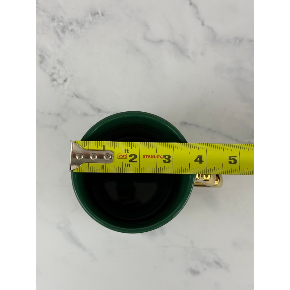 Starbucks 2025 Holiday Mug Green Snowflakes Tree Shaped Handle 4" MINT! - Picture 8 of 8